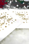 Yaldızlı Yılbaşı Peçete Happy New Year Parlak Baskılı Yıldız Detaylı Beyaz Renkli 16 Adet 16x16 Cm