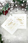 Yaldızlı Yılbaşı Peçete Happy New Year Parlak Baskılı Yıldız Detaylı Beyaz Renkli 16 Adet 16x16 Cm