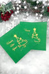 Yaldızlı Yılbaşı Peçete Happy New Year Çam Ağacı Parlak Baskılı Yeşil Renkli 16 Adet 16x16 Cm