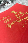 Yaldızlı Yılbaşı Peçete Happy New Year Çam Ağacı Parlak Baskılı Kırmızı Renkli 16 Adet 16x16 Cm
