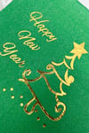 Yaldızlı Yılbaşı Peçete Happy New Year Çam Ağacı Parlak Baskılı Yeşil Renkli 16 Adet 16x16 Cm