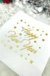 Yaldızlı Yılbaşı Peçete Happy New Year Parlak Baskılı Yıldız Detaylı Beyaz Renkli 16 Adet 16x16 Cm
