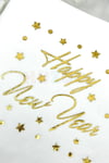 Yaldızlı Yılbaşı Peçete Happy New Year Parlak Baskılı Yıldız Detaylı Beyaz Renkli 16 Adet 16x16 Cm