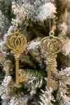 Yılbaşı Ağacı 2li Şans Anahtar Gold Renkli Çam Ağacı Süsü 16x6 Cm Simli Kendinden Parıltılı Işıltı