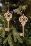 Yılbaşı Ağacı 2li Şans Anahtar Gold Renkli Çam Ağacı Süsü 16x6 Cm Simli Kendinden Parıltılı Işıltı