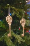 Yılbaşı Ağacı 2li Şans Anahtar Gold Renkli Çam Ağacı Süsü 16x6 Cm Simli Kendinden Parıltılı Işıltı