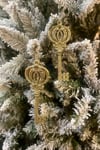 Yılbaşı Ağacı 2li Şans Anahtar Gold Renkli Çam Ağacı Süsü 16x6 Cm Simli Kendinden Parıltılı Işıltı