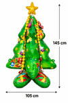 Yılbaşı Ağacı Şeklinde Süslü Folyo Balon Dev Boy Ayaklı Çam Ağacı Balon 145x105 Cm Yeni Yıl Süsü