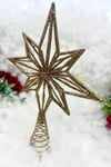 Yılbaşı Çam Ağacı Kuzey Yıldızı Tepeliği Gold Renk Simli 23x16 Cm Yeni Yıl Lüks Kaliteli Tepelik