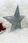 Yılbaşı Çam Ağacı Tepeliği Gümüş Renk Parlak 20x19 Cm Gri Silver Yeni Yıl Simli Pullu Tepelik