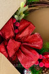 Yılbaşı Kapı Süsü 33 Cm Yeni Yıl Karşılama Dekoru Christmas Çelengi Kapı Çiçeği Dekoratif Fiyonk