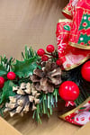 Yılbaşı Kapı Süsü 33x33 Cm Yeni Yıl Karşılama Dekoru Christmas Çelengi Kapı Çiçeği Dekoratif Fiyonk