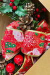 Yılbaşı Kapı Süsü 33x33 Cm Yeni Yıl Karşılama Dekoru Christmas Çelengi Kapı Çiçeği Dekoratif Fiyonk
