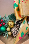 Yılbaşı Kapı Süsü 33x33 Cm Yeni Yıl Karşılama Dekoru Christmas Çelengi Kapı Çiçeği Dekoratif Fiyonk