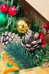 Yılbaşı Kapı Süsü 33x33 Cm Yeni Yıl Karşılama Dekoru Christmas Çelengi Kapı Çiçeği Dekoratif Fiyonk