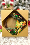 Yılbaşı Kapı Süsü 33x33 Cm Yeni Yıl Karşılama Dekoru Christmas Çelengi Kapı Çiçeği Dekoratif Fiyonk