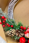 Yılbaşı Kapı Süsü 33x33 Cm Yeni Yıl Karşılama Dekoru Christmas Çelengi Kapı Çiçeği Dekoratif Fiyonk