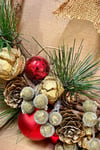 Yılbaşı Kapı Süsü 33x36 Cm Yeni Yıl Karşılama Dekoru Christmas Çelengi Kapı Çiçeği Dekoratif Fiyonk