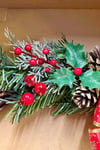 Yılbaşı Kapı Süsü 34x36 Cm Yeni Yıl Karşılama Dekoru Christmas Çelengi Kapı Çiçeği Dekoratif Fiyonk