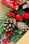 Yılbaşı Kapı Süsü 34x36 Cm Yeni Yıl Karşılama Dekoru Christmas Çelengi Kapı Çiçeği Dekoratif Fiyonk