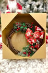 Yılbaşı Kapı Süsü 34x36 Cm Yeni Yıl Karşılama Dekoru Christmas Çelengi Kapı Çiçeği Dekoratif Fiyonk