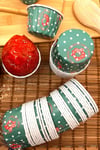 Yılbaşı Yeşili Merry Christmas Baskılı 50'li Kek Kalıbı Fırında Dağılmayan 6.5x4 Cm Muffin Cupcake