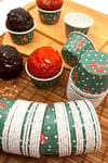 Yılbaşı Yeşili Merry Christmas Baskılı 50'li Kek Kalıbı Fırında Dağılmayan 6.5x4 Cm Muffin Cupcake