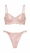 ADRIANA PINK Pembe Çiçekli Balenli Dantelli Desteksiz Bralet Iç Giyim Sütyen Külot Çamaşır Takımı