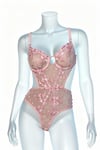 Agatha Pink Pembe Çiçekli Balenli Dantelli Desteksiz Body iç Giyim