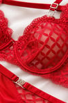 Angel Red Kırmızı Dantel Bralet Sütyen ve Tanga İç Çamaşır Takımı