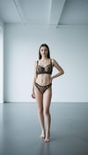 ARIANNA BLACK Siyah Yaprak Desenli  Balenli Desteksiz Bralet İç Giyim Sütyen Külot Çamaşır Takımı