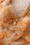 Clementine Orange Turuncu Beyaz Çiçekli Balenli Desteksiz Bralet İç Giyim Çamaşır Takımı