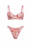 Clementine Pink Pembe Beyaz Çiçek Desenli  Balenli Desteksiz  Bralet İç Giyim  Çamaşır Takımı
