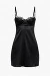 Lolita Black - Siyah Saten Seksi İç Çamaşır Elbise Gecelik Babydoll