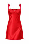 Lolita Red - Kırmızı Saten Seksi İç Çamaşır Elbise Gecelik Babydoll