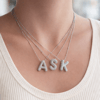 Çelik Ucu Zirkon Bubble Harf Silver Kolye