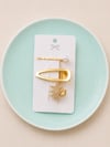 Zirkon Taşlı Yıldız Mandal Toka(3cm), Gold Mandal Toka (6cm) ve İncili Tel Toka Seti