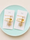 Zirkon Taşlı Yıldız Mandal Toka(3cm), Gold Mandal Toka (6cm) ve İncili Tel Toka Seti
