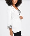 CeketKrem Yakalı Cepli Leopar Desen Katlamalı Uzun Kol  Pamuklu Casual Blazer  CeketACLASSICS
