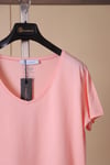 T-ShirtV Yaka Uzun Yırtmajlı Yarım Kollu Pembe Penye T-ShirtACLASSICS