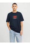 Jack & Jones Erkek Lacivert Jjhudson Tee Ss Crew Neck Ln T-shirt 12268477JACK&JONES12268477