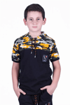 Kamuflaj Desenli Kapşonlu Sarı Erkek Çocuk T-shirtMarkahit00288
