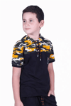 Kamuflaj Desenli Kapşonlu Sarı Erkek Çocuk T-shirtMarkahit00288