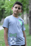 X Baskılı %100 Pamuk Gri Erkek Çocuk T-shirt 9-16 YaşMarkahit00280