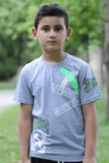X Baskılı %100 Pamuk Gri Erkek Çocuk T-shirt 9-16 YaşMarkahit00280