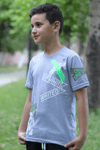 X Baskılı %100 Pamuk Gri Erkek Çocuk T-shirt 9-16 YaşMarkahit00280