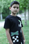 X Baskılı %100 Pamuk Siyah Erkek Çocuk T-shirt 9-16 YaşMarkahit00280