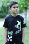 X Baskılı %100 Pamuk Siyah Erkek Çocuk T-shirt 9-16 YaşMarkahit00280