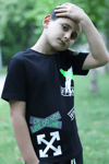 X Baskılı %100 Pamuk Siyah Erkek Çocuk T-shirt 9-16 YaşMarkahit00280