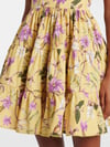 %100 Cotton Askılı Çiçek Desenli Premium Sarı Mini Elbise